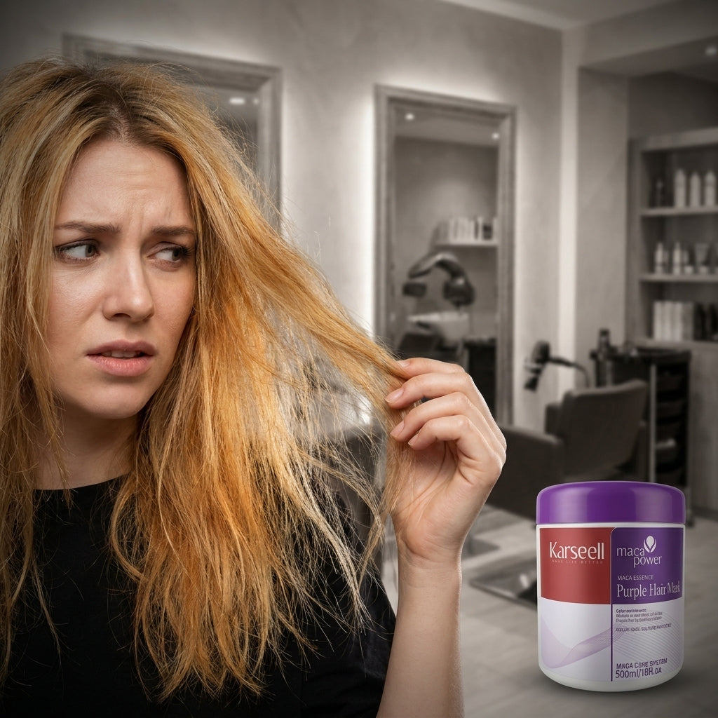 Mascarilla Matizadora Karseell Purple – Adiós Tono Amarillo en Cabello Decolorado o Rubio 300 ML